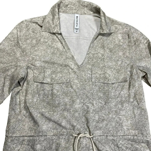 Athleta Zuma Shirt Dress Gray Snakeskin Front Pockets Long Sleeve Size XS - Picture 3 of 8
